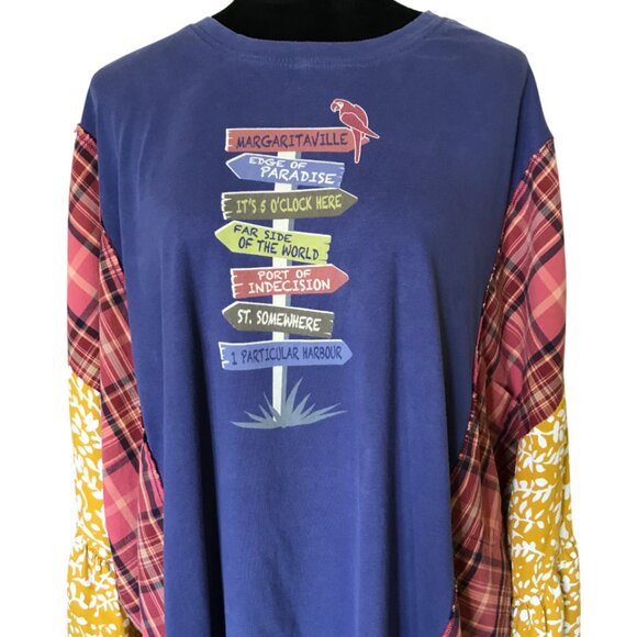 Upcycled Boho Poncho Fits XL-4X: Handmade Bohemian Tunic, Reworked Hippie Blouse - Picture 10 of 16